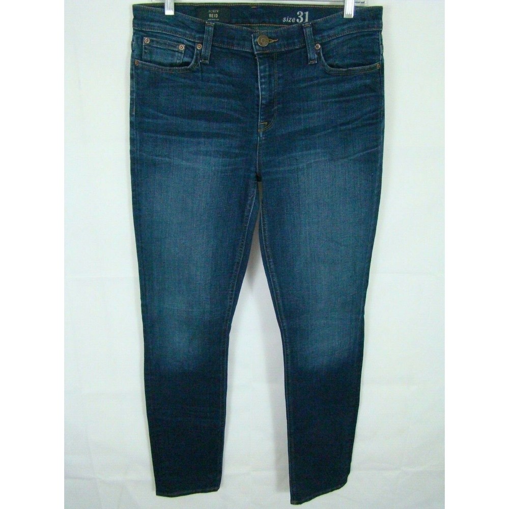 J.Crew Women Jeans Size 31 Blue REID Skinny Mid Rise Faded Dark Classic Denim - Picture 1 of 6